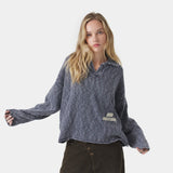 Kiff Polo Navy Knit Distressed Knitwear eme