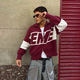 Thrill Burgundy Zipper Knit Knitwear eme