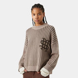 Badge Muddy Brown Stripes Knit Knitwear eme