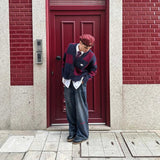 Ivy Squared Navy Port Jacquard Knit Cardigan Knitwear eme