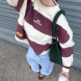 M Chocolat Truffle Striped Crewneck Sweatshirts eme