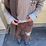 Badge Muddy Brown Stripes Knit Knitwear eme