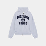 Badge Heather Grey Full Zip Hoodies eme