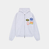 Patches Heather Grey Full Zip Hoodies eme