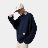 Department Navy Jacquard Oversized Knit Knitwear eme