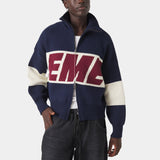 Thrill Navy Zipper Knit Knitwear eme