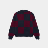 Ivy Squared Navy Port Jacquard Knit Cardigan Knitwear eme