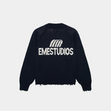 Fray Navy Knit Sweater Knitwear eme