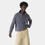 Kiff Polo Navy Knit Distressed Knitwear eme