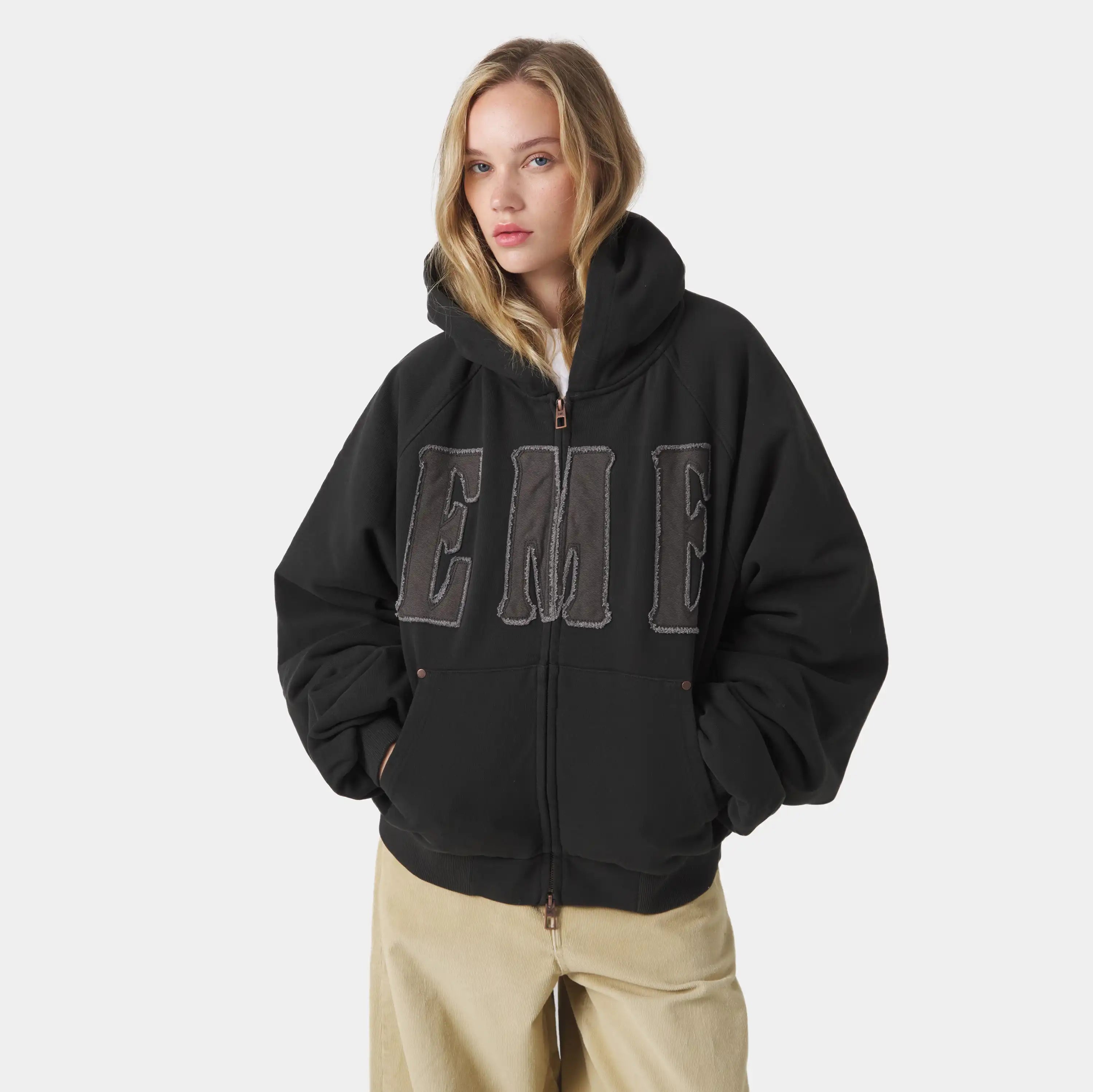 Desire Black Full Zip Hoodies Eme Studios