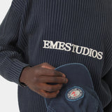 Yoss Navy Knit Sweater Knitwear Eme Studios