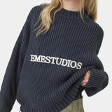 Yoss Navy Knit Sweater Knitwear Eme Studios