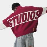 Thrill Burgundy Zipper Knit Knitwear eme