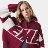 Thrill Burgundy Zipper Knit Knitwear eme