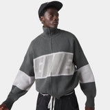 Thrill Grandpa Grey Zipper Knit Knitwear eme