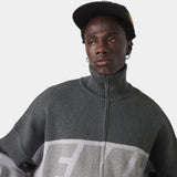 Thrill Grandpa Grey Zipper Knit Knitwear eme