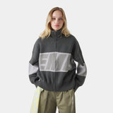 Thrill Grandpa Grey Zipper Knit Knitwear eme