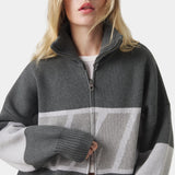 Thrill Grandpa Grey Zipper Knit Knitwear eme