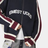 Echellor Navy Zipper Knit Knitwear Eme Studios
