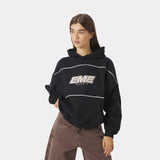 Crossline Black Oversized Hoodie Hoodies Eme Studios