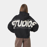 Crossline Black Oversized Hoodie Hoodies Eme Studios