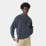 Grid Navy Cable Knit Sweater Knitwear Eme Studios