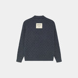 Grid Navy Cable Knit Sweater Knitwear Eme Studios