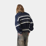 Unit Knited Navy Full Zip Knitwear Eme Studios