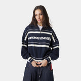 Unit Knited Navy Full Zip Knitwear Eme Studios