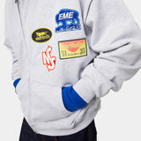 Patches Heather Grey Full Zip Hoodies eme