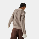 Badge Muddy Brown Stripes Knit Knitwear eme