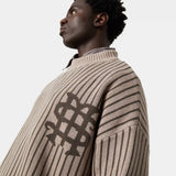 Badge Muddy Brown Stripes Knit Knitwear eme