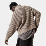 Badge Muddy Brown Stripes Knit Knitwear eme