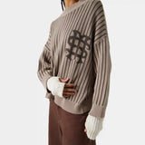 Badge Muddy Brown Stripes Knit Knitwear eme