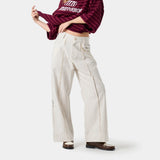 Striped Off Sand Baggy Pants Pants eme