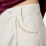 Striped Off Sand Baggy Pants Pants eme