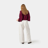 Striped Off Sand Baggy Pants Pants eme