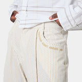 Striped Off Sand Baggy Pants Pants eme