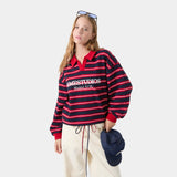 Oasis Navy Striped Polo T-shirts eme