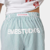 Jammies LS Green Striped Shorts eme