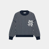 Badge Navy Stripes Knit Knitwear eme