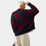 Ivy Squared Navy Port Jacquard Knit Cardigan Knitwear eme
