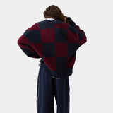 Ivy Squared Navy Port Jacquard Knit Cardigan Knitwear eme