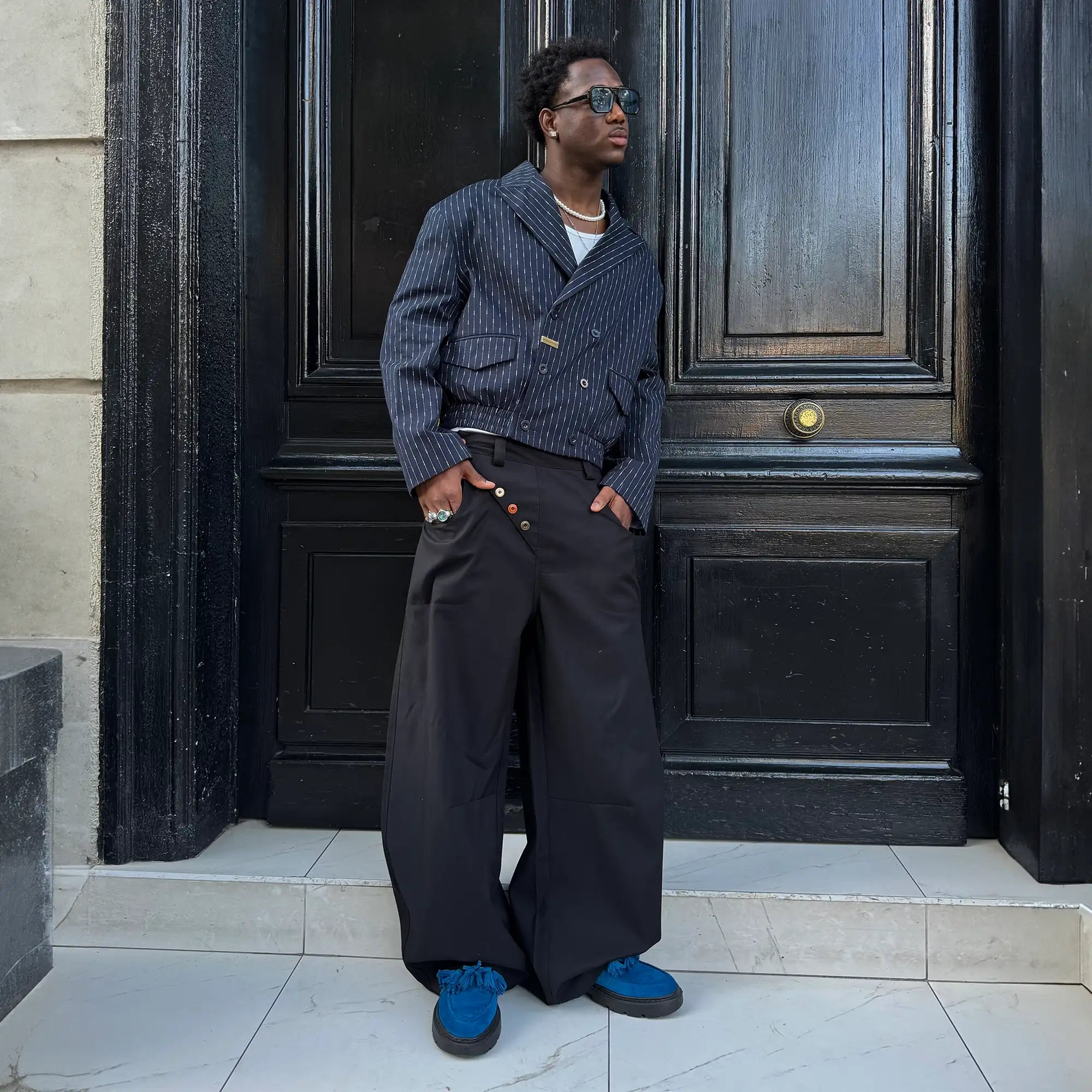 Shift Navy Bomber Blazer Outerwear Eme Studios