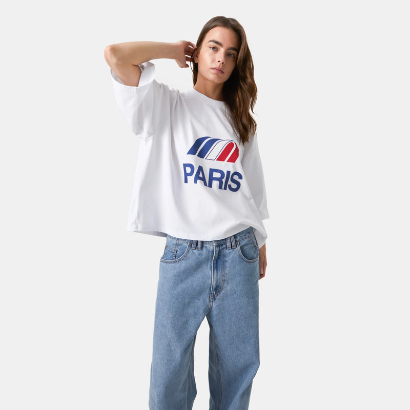 Paris Pearl Cropped Boxy Tee Camiseta eme   