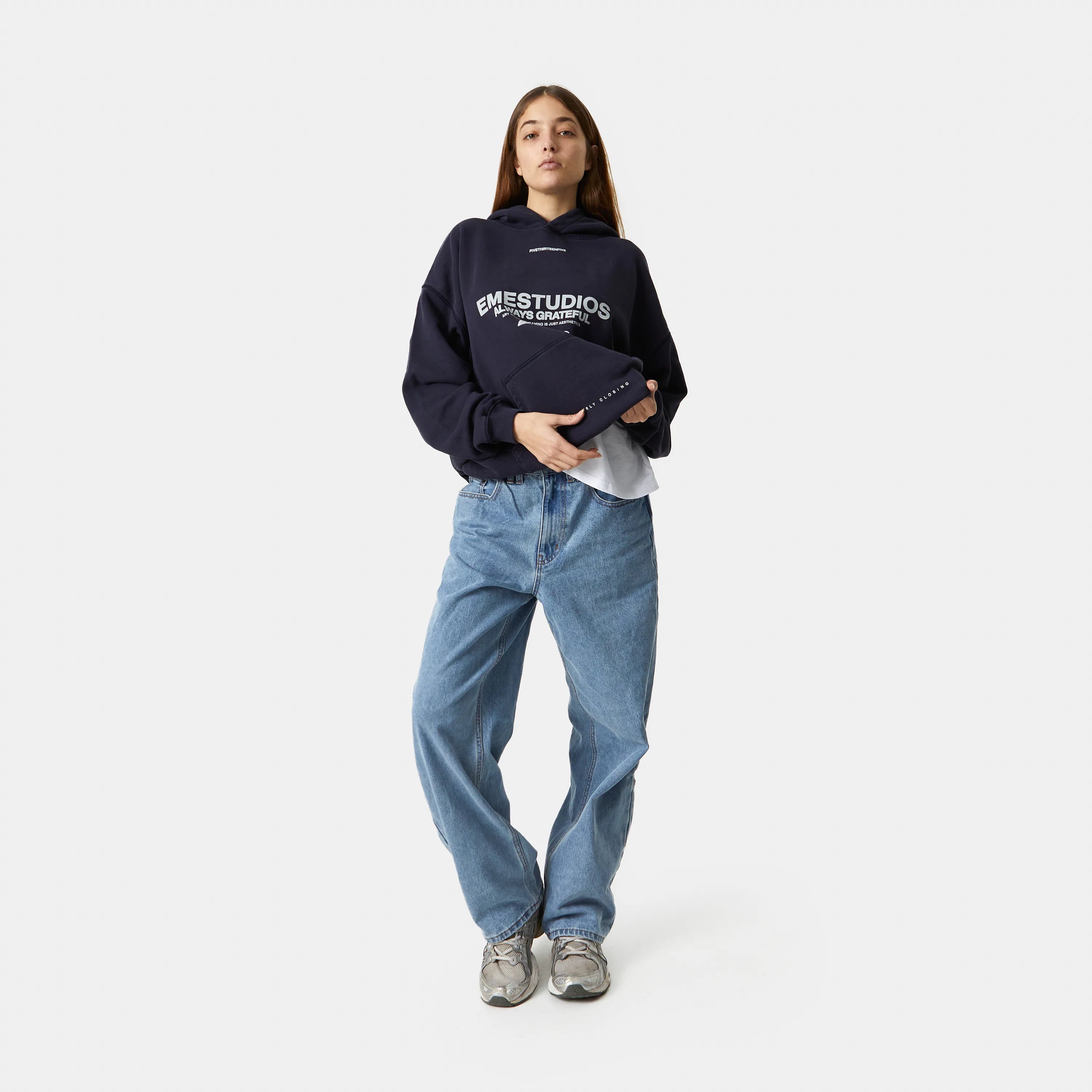 3N Row Navy Oversized Hoodie Hoodie eme   