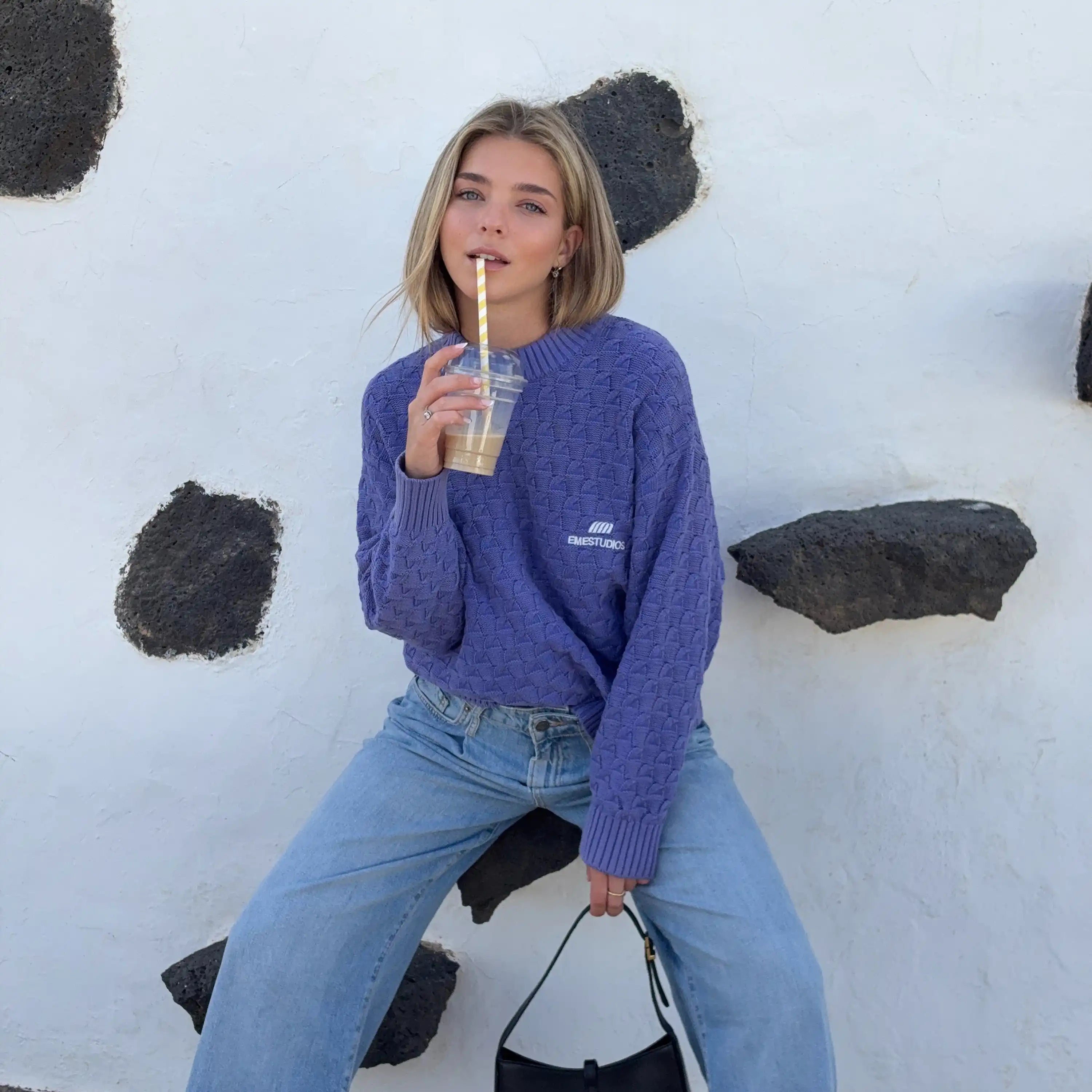 Grid Lucent Cable Knit Sweater Knitwear Eme Studios