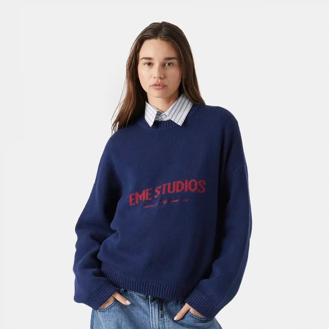 Master Indigo Knit Sweater - Eme Studios Master Indigo Knit Sweater - Eme Studios