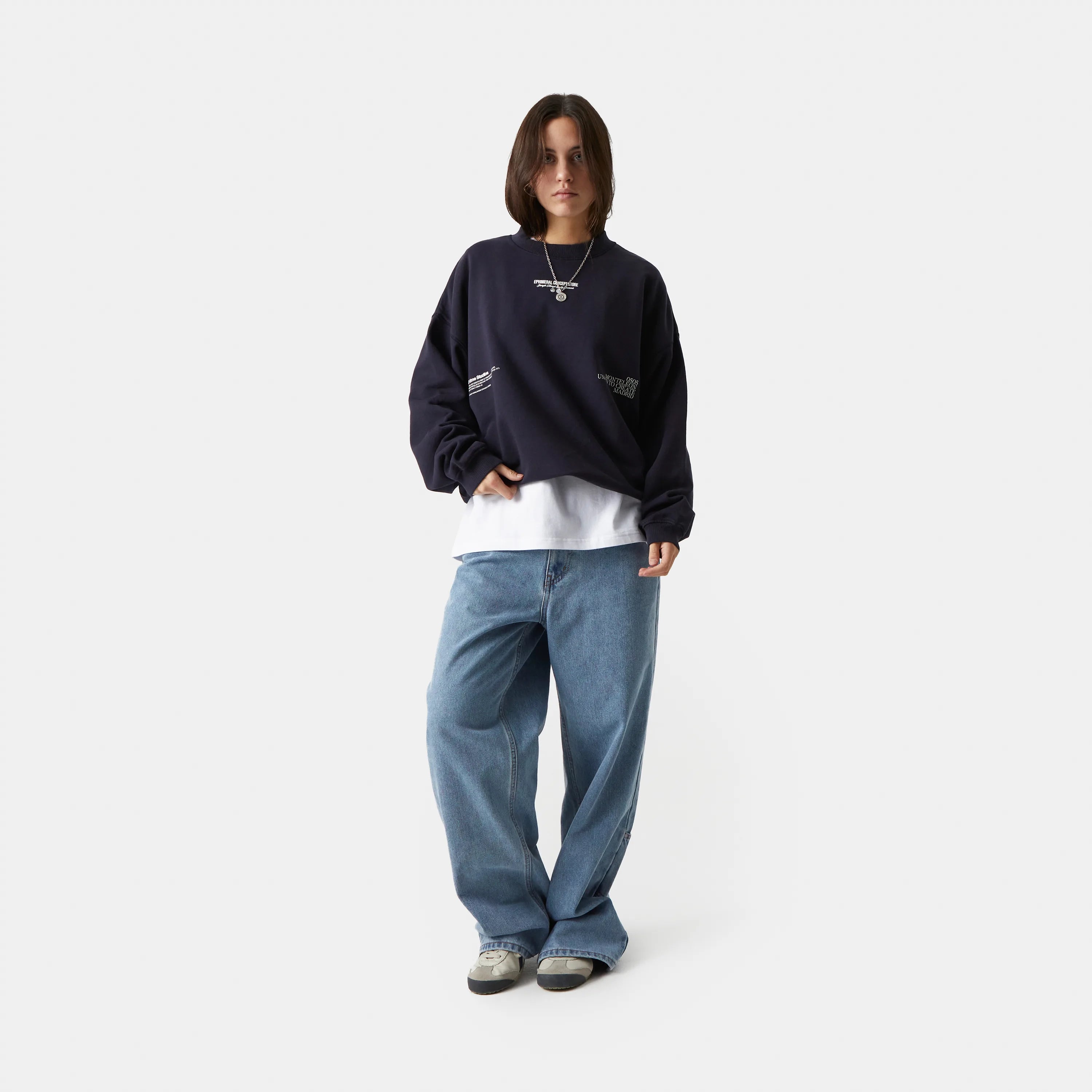 Phantom Navy Oversized Mockneck Crewneck eme   