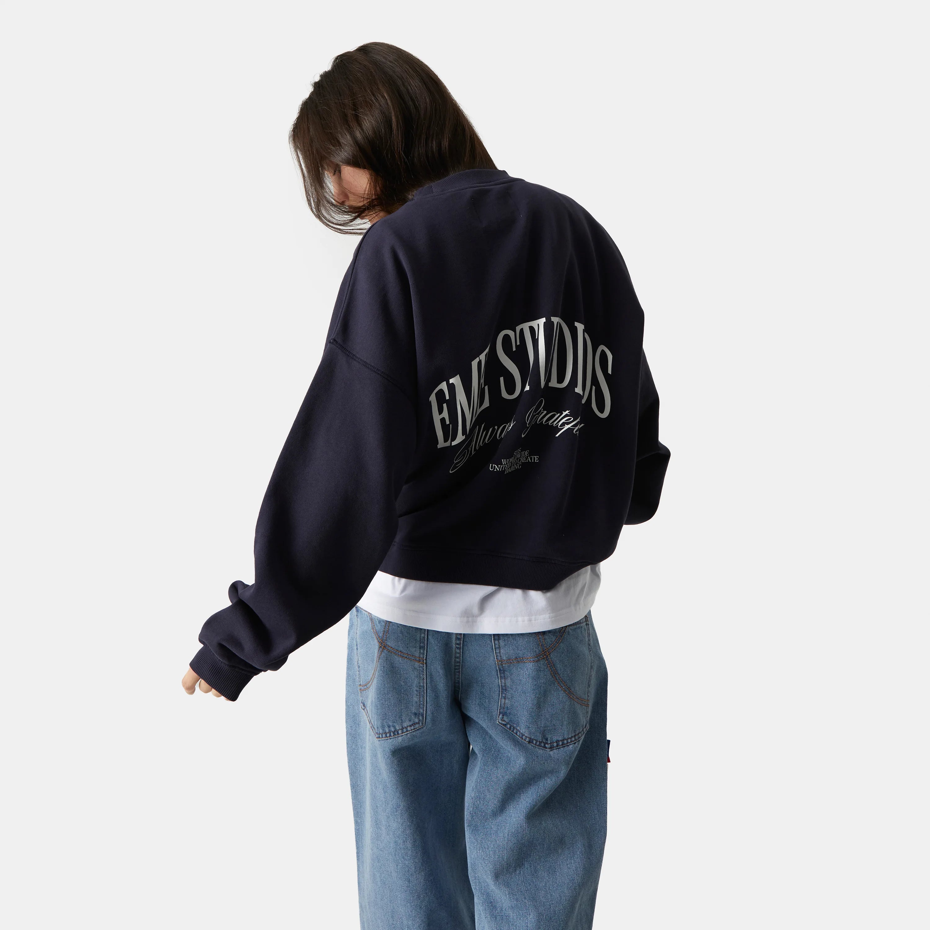 Phantom Navy Oversized Mockneck Crewneck eme   